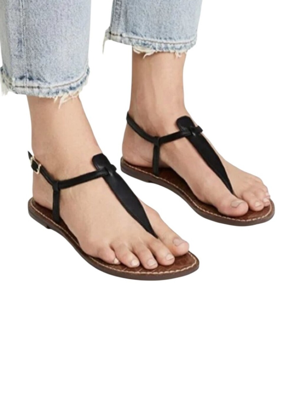 Sam Edelman Black Gigi Leather T-Strap Slingback Sandal - Picture 6 of 11